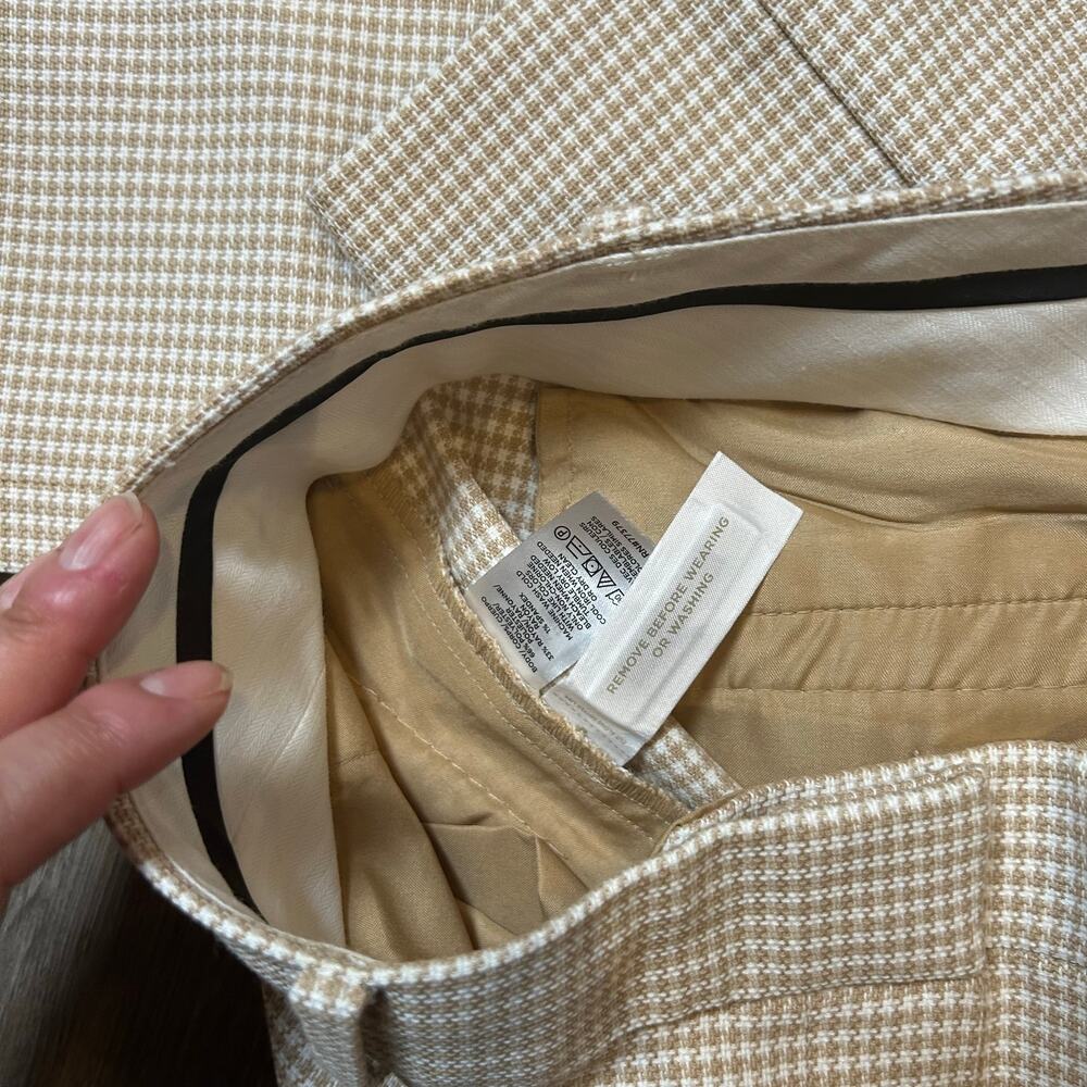 Ann Taylor Houndstooth Suit Set Beige Top Size 12 Pants Size 10 Office Chic - Picture 5 of 11